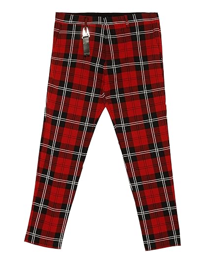 Zara 0706 395 Pantalones De Cheques Para Hombre Rojo 46 Eu