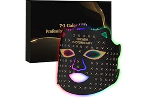 SDKWDH 7-1 Colors LED Facial Skin Care Mask, Red Led Face Mask Light Therapy At Home, Led Face Mask Light Therapy, Black