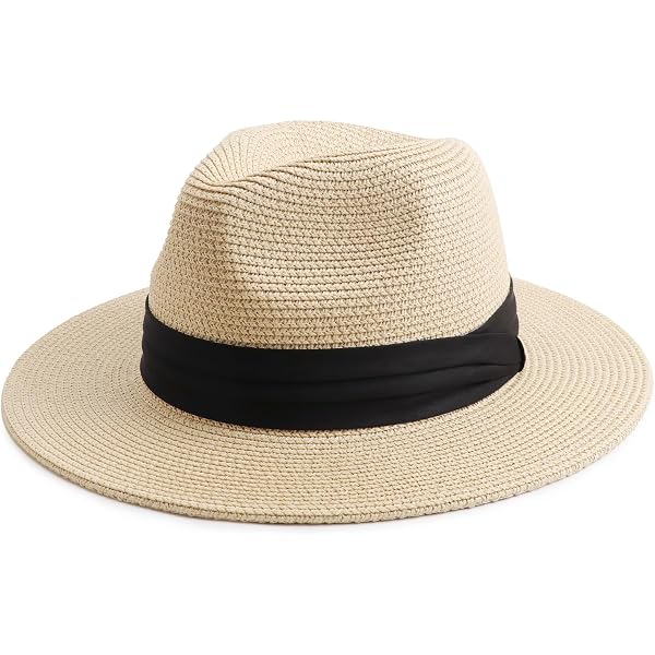 Packable Straw Fedora Panama Sun Summer Beach Hat Cuban Men 