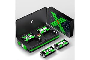 NINJAJOYOX Upgraded Fast Charging Rechargeable Battery Packs with Light Control, 4 x 5520mWh Xbox Controller Batteries with Battery Charging Dock/Station for Xbox One/Xbox Series X|S, Xbox One S/X/Elite, Q226