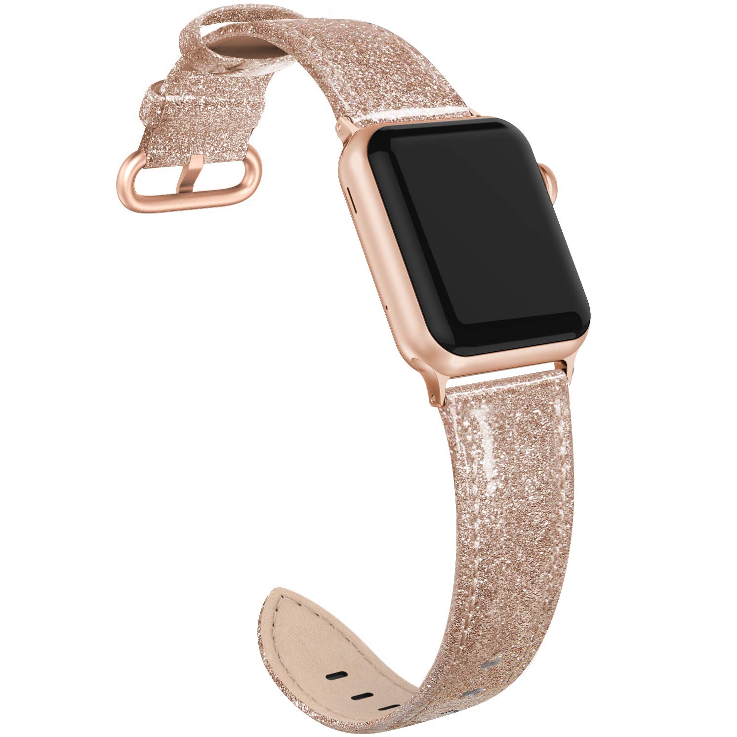 PARMPH Genuine Leather Strap Compatible for Apple Watch 38mm 40mm 41mm 42mm(Series 10), Soft Elegant Leather Strap Compatible with iWatch Series 10 9 8 7 6 5 4 3 2 1 SE Sports Edition for Women Men