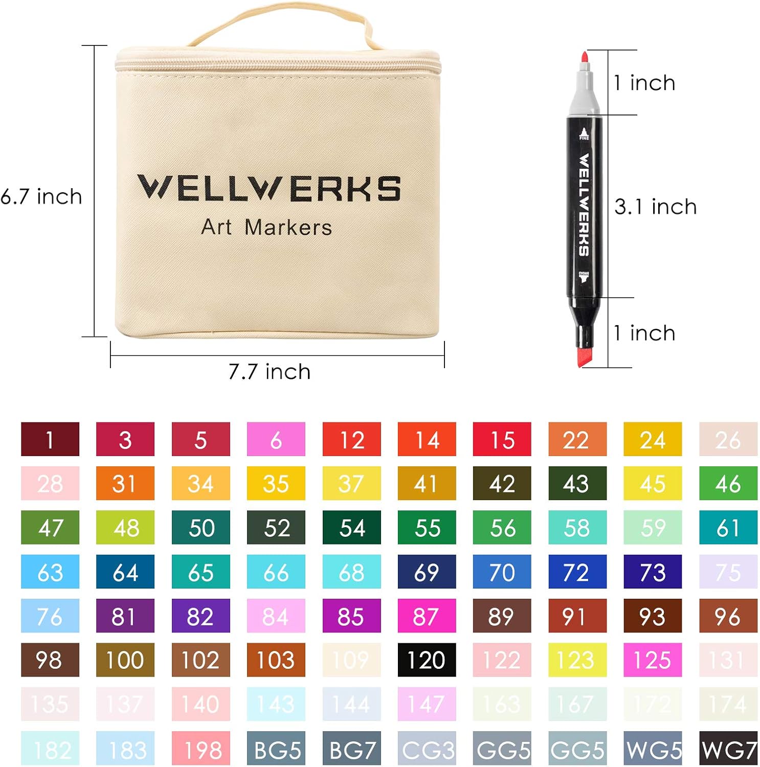 80 Colors Alcohol Markers, Wellwerks Brush & Chisel Double-Tip Drawing Markers for artists, Adults, Kids, Art Markers for Anime Design, Great Gift Idea : Office Products
