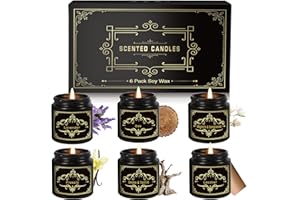 6 Pack Scented Candles for Home, Scented Candles Gifts Set for Men, Smoke-Free Strong Fragrance Long Lasting, Natural Soy Jar