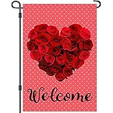 Yesuavt Valentines Day Garden Flag 12×18 Double Sided Outdoor Valentine's Day Yard Signs Decorations Garden Flags for Outdside Wedding Anniversary Valentine Love Party Holiday Decor