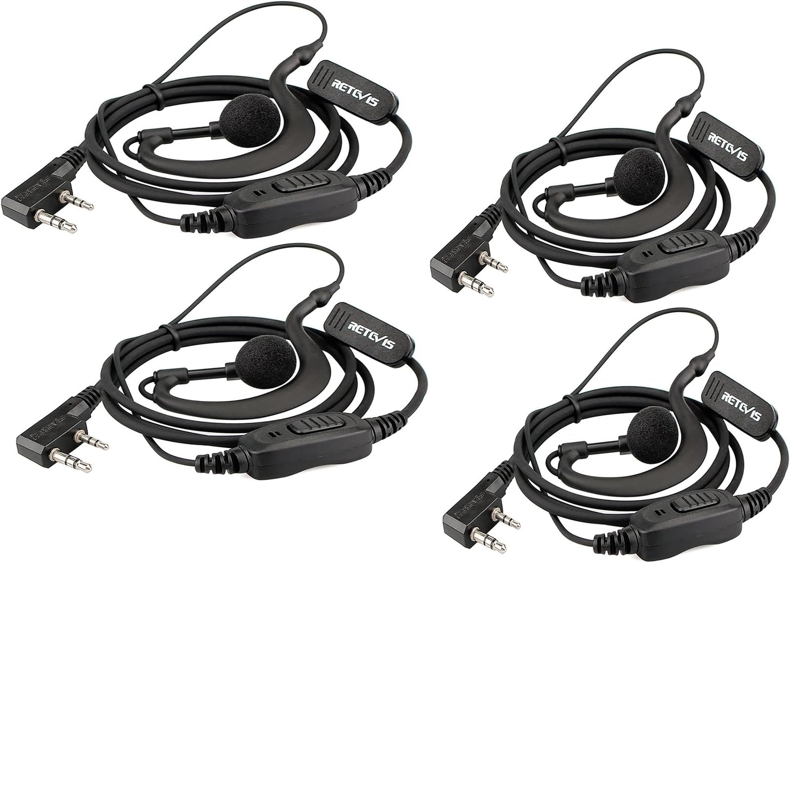Retevis RE3120 Walkie Talkie Earpiece 2 Pin C-type Radio Headset Security Headset Compatible with 2 Way Radio RT24 RT622 RT27 RT617 RT618 RT619 BaoFeng BF-888S Kenwood Proster (4 pcs)