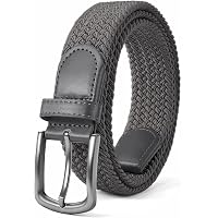 CTM Men's Elastic Braided Stretch Belt With Silver Buckle – 1 3/8 Inch Width, Solid
