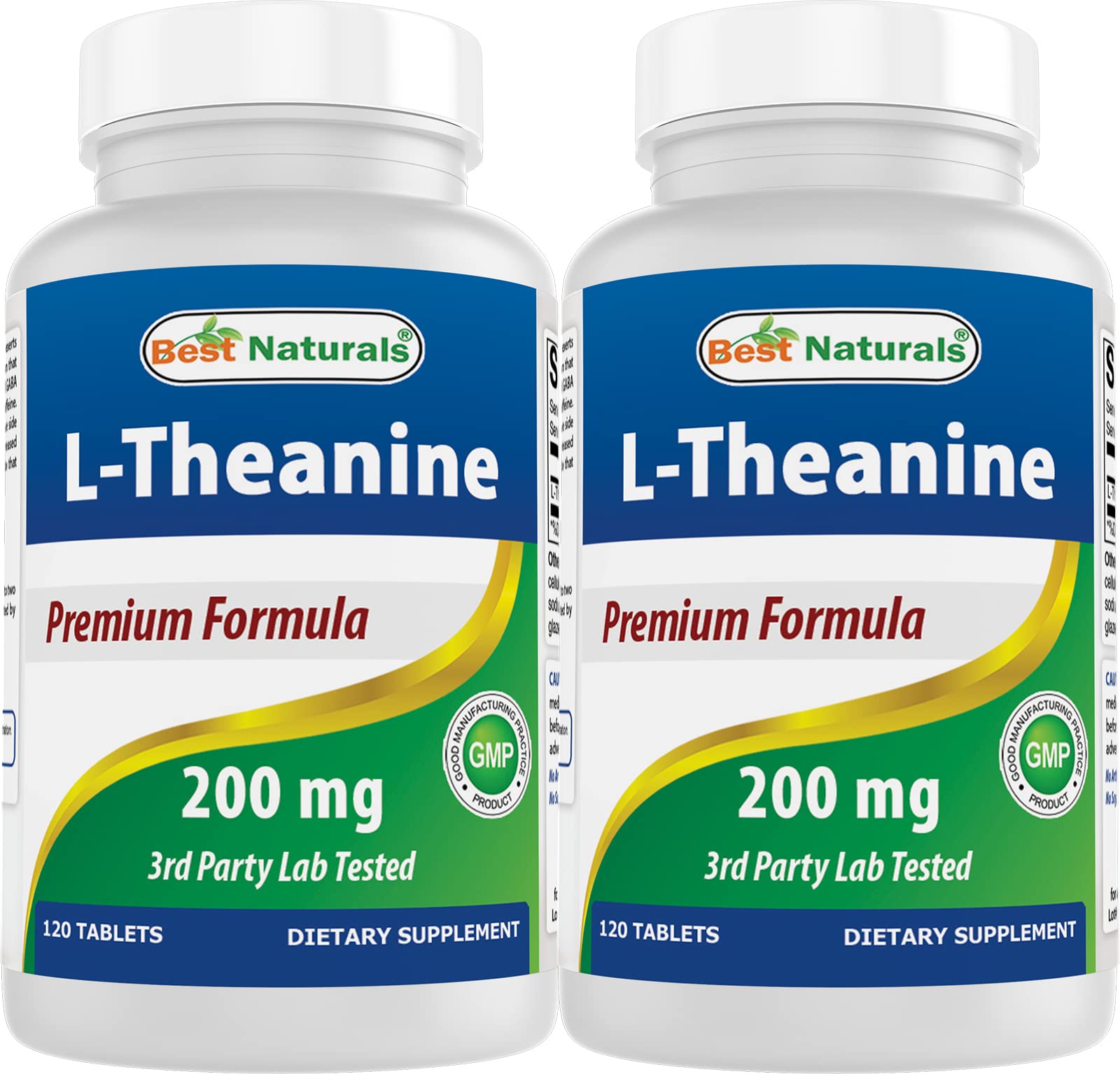 Best Naturals L-Theanine 200mg per Tablet (400mg per 2 Tablets) - Promotes Relaxation Without Drowsiness - 120 Vegetarian Tablets - (120 Count (Pack of 2))
