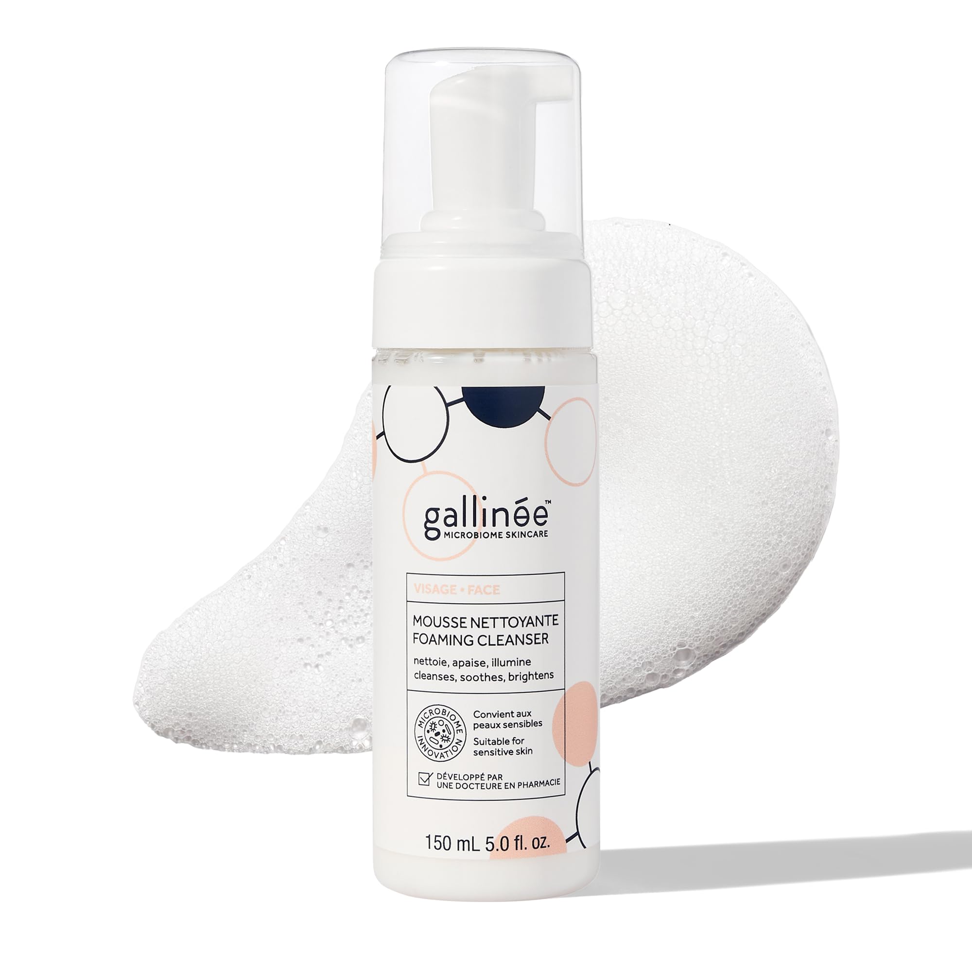 Gallinée - Foaming Face Cleanser - Microbiome Friendly - with Lactic Acid & Prebiotics Complex - Dermatologically Tested & Made in France - For All Skin Types - also in Travel Size