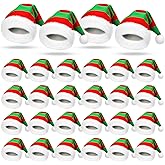 Handepo 24 Pcs Christmas Elf Santa Hat Bulk for Adults Green and Red Striped Christmas Hats for Women Men Xmas New Year Festive Holiday Party Supplies Gifts