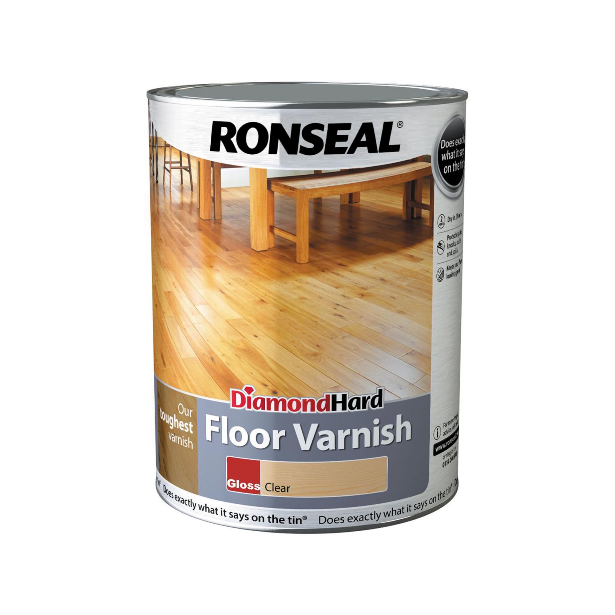 Ronseal DHFVG5L Diamond Hard Floor Varnish Gloss 5 Litre
