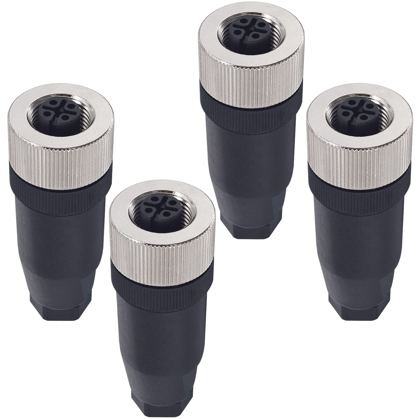 Lonlonty M12 4-Pin Female Circular Aviation Connector Plug 12mm Waterproof Circular Aviation Connector Plug Adapter 4 Pack — image 1