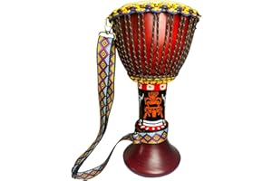 RUOSWTE Djembe African Drum ，With Colorful Straps, Old Goatskin Drum Skin,Bongo，Congo，Hand-painted Drum，Artistic Decoration