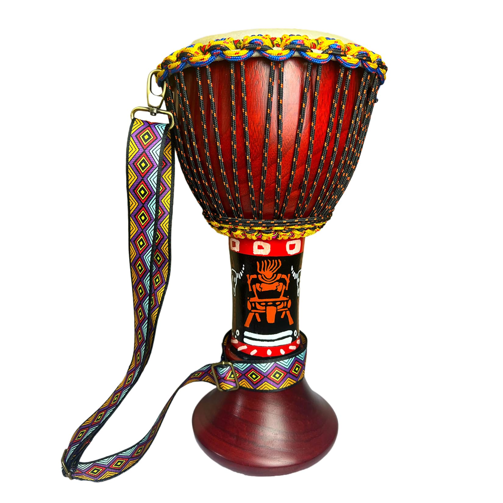 Mua Djembe African Drum ，With Colorful Straps, Old Goatskin Drum Skin
