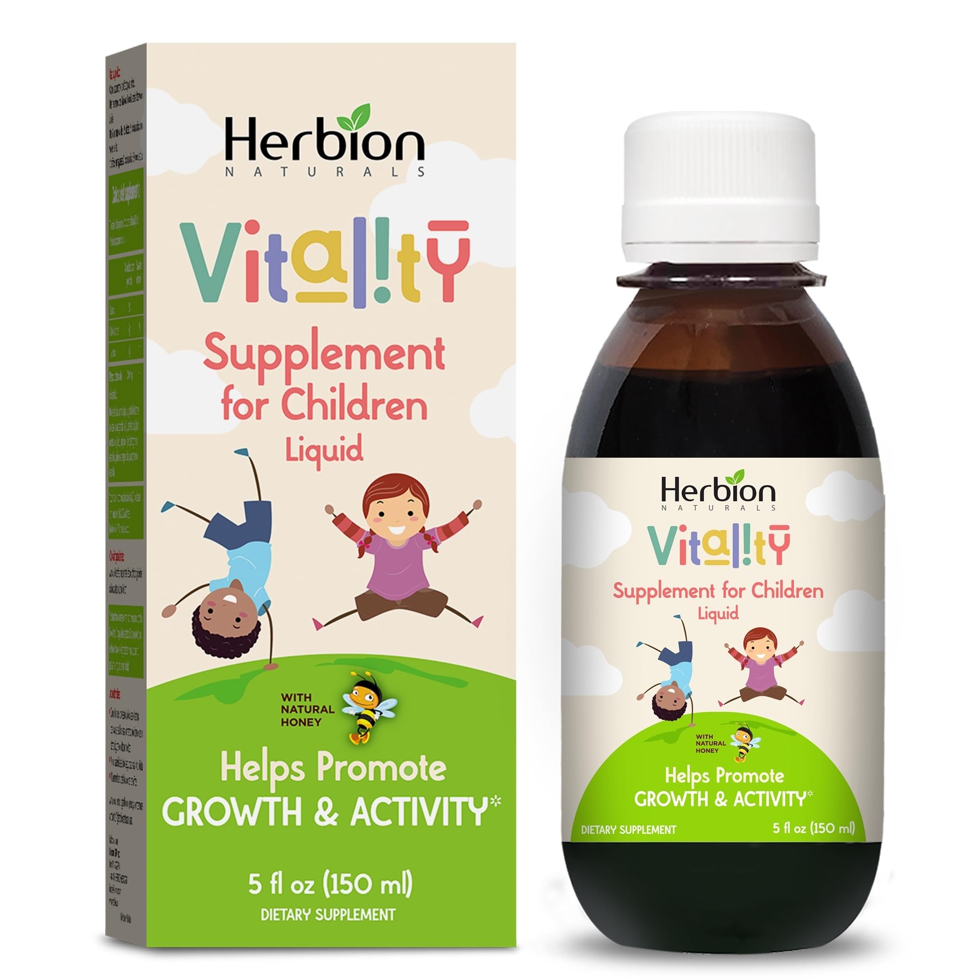 Herbion Naturals Vitality Supplement for Children - Promotes Growth and Appetite, Improves Mental Performance - Kids 1 Year and Above - 150ml