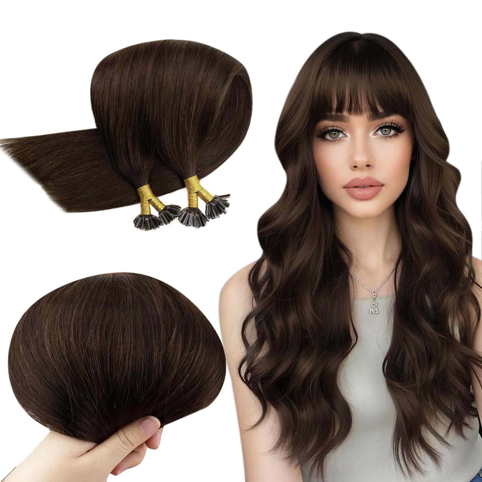 RUNATURE U Tip Hair Extensions Human Hair Brown Fusion Hair Tip Hair Extensions Human Hair for Women 16 Inch 40 Gram โ image 1