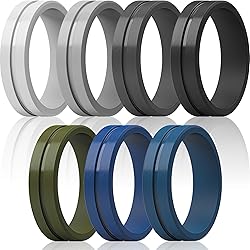 ThunderFit Silicone Wedding Rings For Men, Beveled
