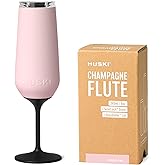 Huski Champagne Flute | NEW | Award-winning Design with Detachable Stem | Premium Stainless Steel Champagne Glass with Lid | Triple Insulated Tumbler | 8oz Capacity | Great Gift (Powder Pink)