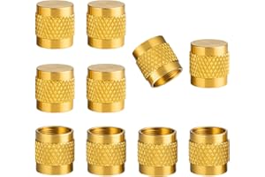 GTZIQA 1/4" Flare Caps, 10 Pcs Brass Compression Cap Stop Valve Cap for Plumbing and HVAC Quick Seal Adapters (Gold)