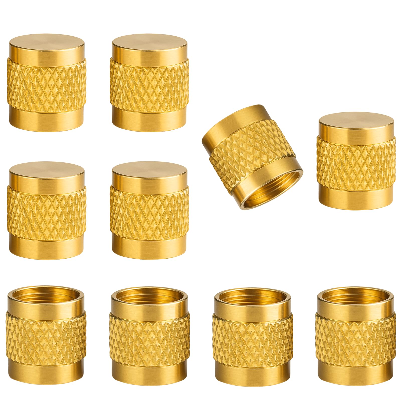 Photo 1 of 1/4" Flare Caps, 10 Pcs Brass Compression Cap Stop Valve Cap for Plumbing and HVAC Quick Seal Adapters (Gold)