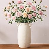 Dobbyby Ceramic Flower Vase 12 inch Farmhouse Rustic Vase Decorative Pottery Terracotta Tall Vases for Home Decor Table Mantle Fireplace Living Room Bathroom Wedding Centerpiece(Large-White)