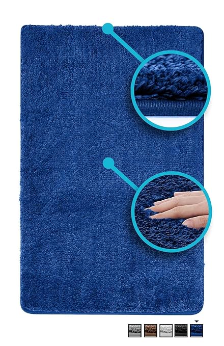 Buy Plush Royal Blue Bathroom Rugs Bath Shower Mat W Non Slip Microfiber Super Absorbent Rug Alfombras Para Banos 19 5 X 31 5 Dark Blue Online At Low Prices In India Amazon In