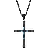 Cross Pendant Necklace for Men 24" Stainless Steel Religious Jewelry Choice of Colors