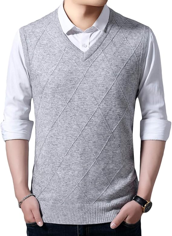 Amazon Yingqible ニットベスト メンズ Vネック ウール カジュアル ビジネス セーターベスト 春夏秋 通勤 通学 ベスト 通販