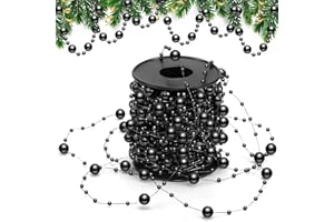 Pangda 65.6 ft Artificial Pearl Beads Garland for Christmas Tree Plastic Beaded String Strands Chain Ornament for Wedding Halloween Party Decoration Bridal Bouquet Craft Flower DIY Supplies(Black)