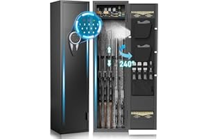 YIOSOTNE 3-5 Digital Large Rifle Safe for Rifle and Pistols,Long Gun Safe for Rifle and Shotguns with Multifunctional Panel and Upgraded Pistol Pouches,LED&Alarm and Mute Mode-No Assembly Required