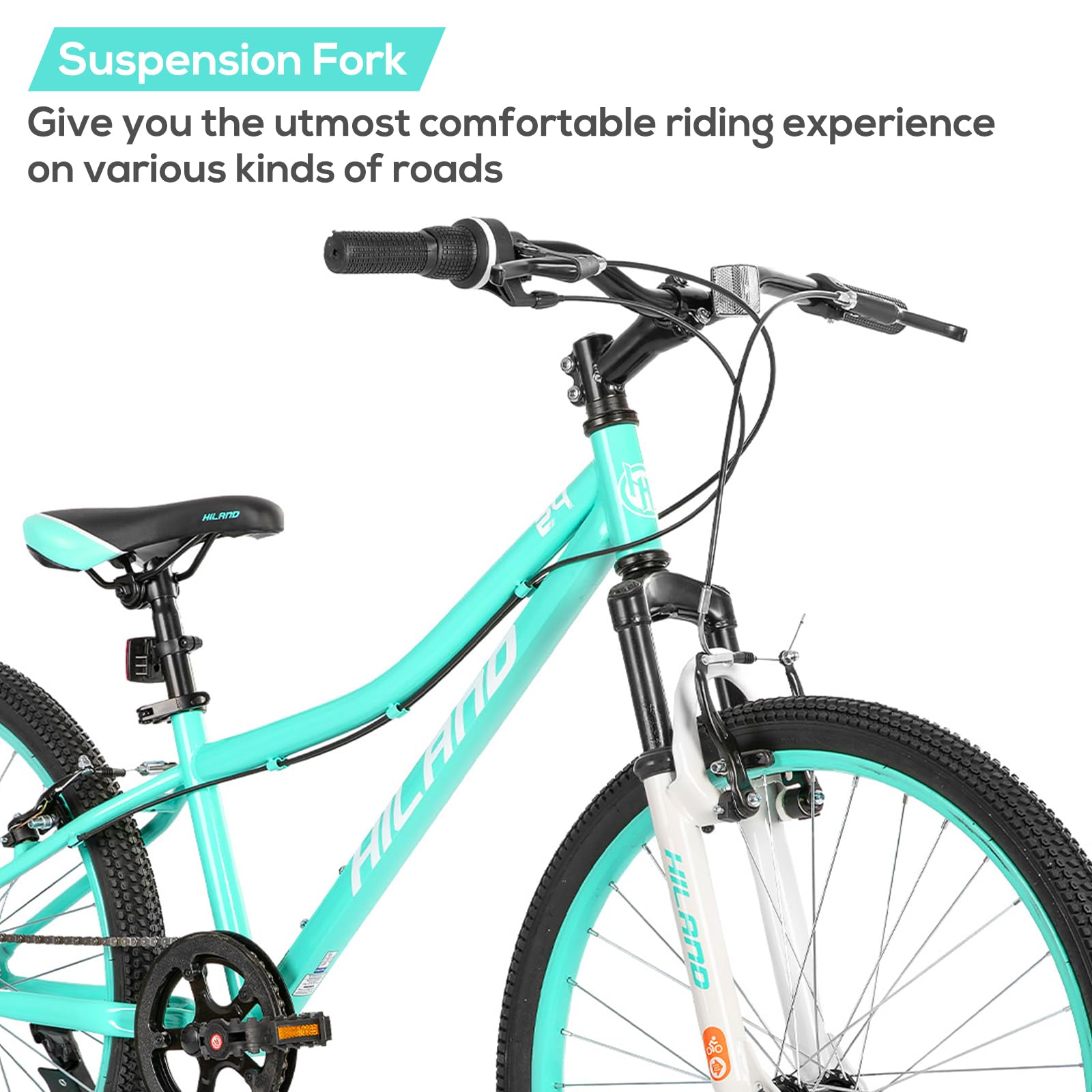 Hiland Mountain Bike for Kids, 20/24 Inch, Front Suspension Fork | Age 5+ Years Old | Multiple Colors | For Boys and Girls