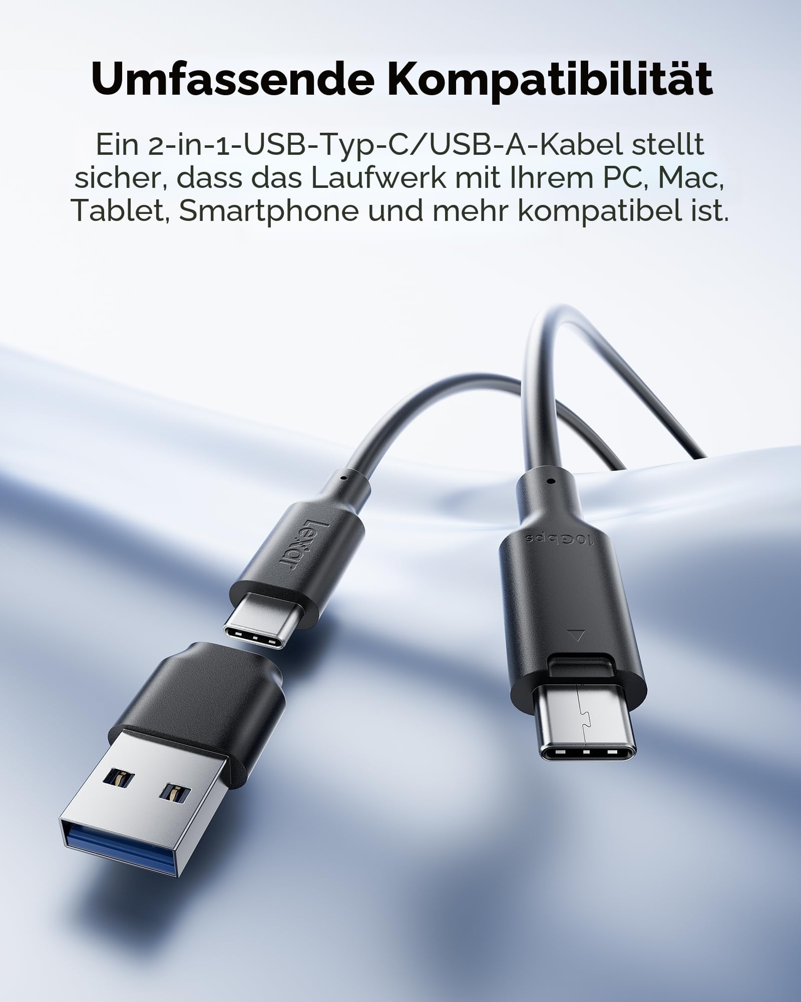 Lexar ES3 Externe SSD 1TB, USB 3.2 Gen2 Portable SSD, bis zu 1.050 MB/s Lesen, 1.000 MB/s Schreiben, Tragbare SSD für iPhone15-Serie/Mac/PS5/XBOX/Laptop/PC und Spielkonsole (BLAU) 4