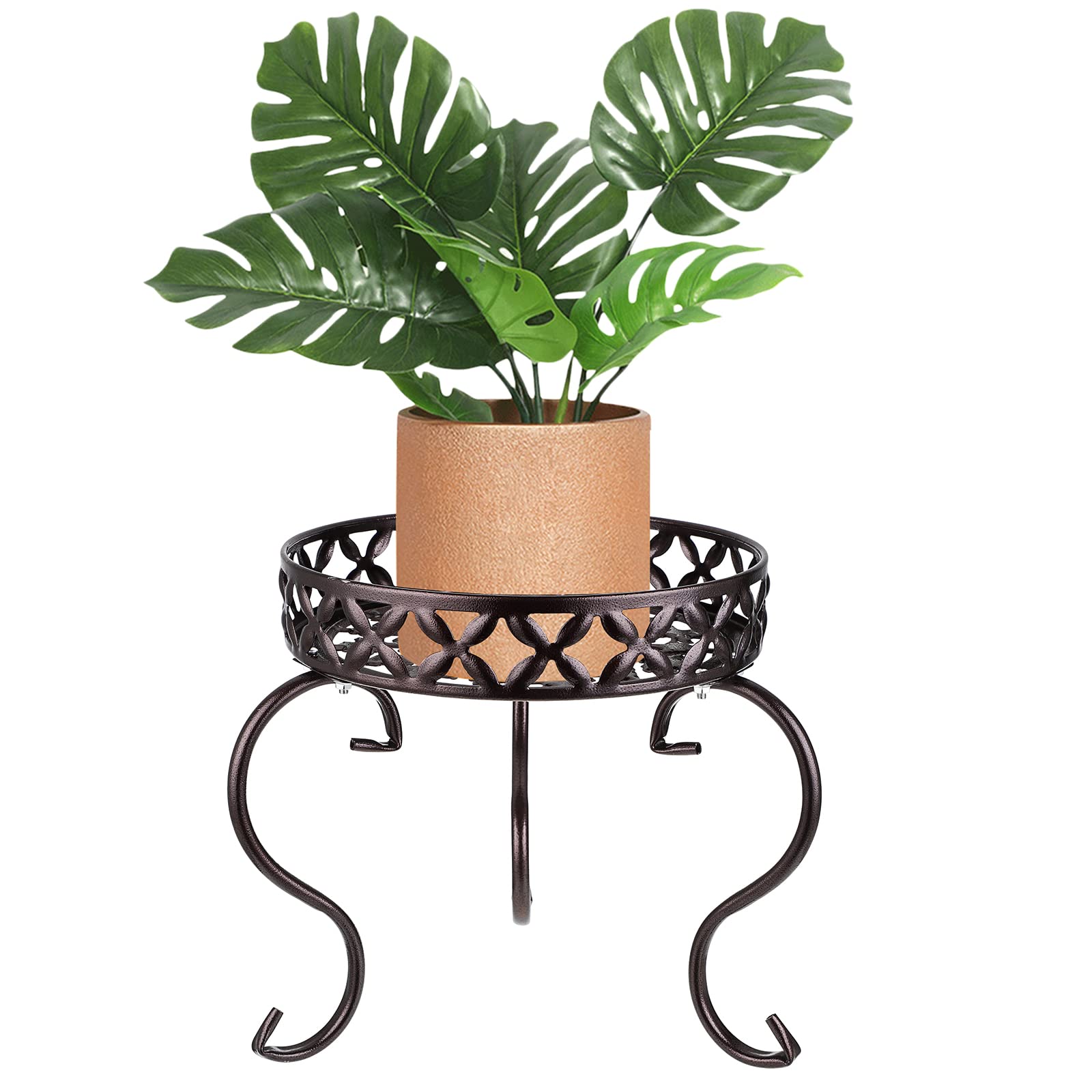 IGNPION Art Metal Plant Stand Plant Pot Display Holder Flower Potted Holder Rack for Indoor Outdoor,Black (Not include plant), Brown