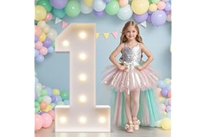 JoyMuse Mosaic Numbers 3 Feet Tall, Light Up Numbers with Lights, Large Numbers for Party, Number 1 Light Up Numbers for Baby Showe Anniversary Birthday Decorations for Girls Boys