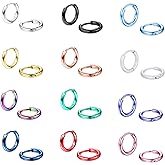 ORAIZO 12Pairs 316L Surgical Stainless Steel Small Hoop Earrings for Men Women Hypoallergenic Huggie Hoops Cartilage Helix Tragus Lobes Hinged Sleeper Hoop Earrings Set 18G 6mm/8mm/10mm/12mm/14mm