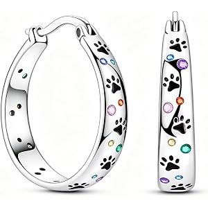 925 Silver Paw Print Huggie Earrings, 18mm Miniature Cute Cat And Dog Paw Earrings, Exquisite And Fashionable, Lightweight An