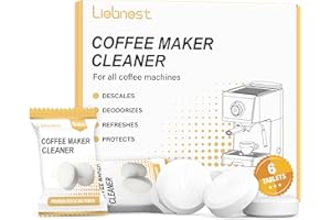 Liebnest 6 Count Coffee Maker Cleaner & Descaler Tablets, Effective Cleaning Coffee Pot Cleaner Tablets, Compatible with Nespresso, Breville, Keurig, Ninja, Delonghi, Miele