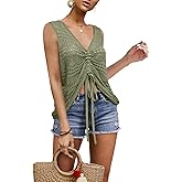 FERBIA Women Crochet Top Beach Cloth Drawstring Shirt Cover Up Oversized Sexy Beachwear Lace Up Tee Poncho