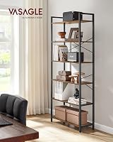 VASAGLE 6-Tier Bookshelf Industrial Rustic Brown Ink Black 30x80x186cm view 2