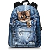 JBS-NO.1 Cute Cats Backpack for Teen Girls Boys,Canvas Dogs Animals BookBags for School (cat-new1)