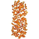 GhuaH 2 Pcs Artificial Bougainvillea Flowers Garland Fake Silk Bougainvilleas Vines Trailing Orange Faux Hanging Flowers Plants Bougainvillea Artificial for Porch Wedding Arch Spring Summer Decor