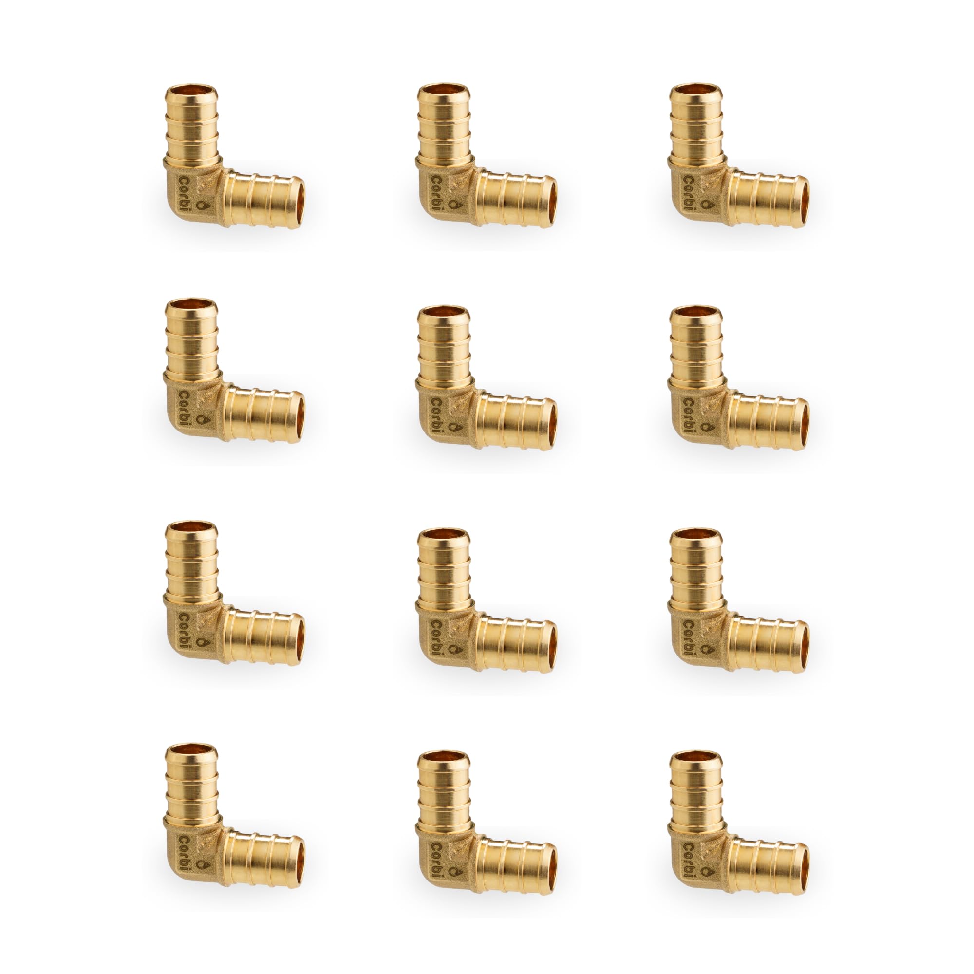 Photo 1 of 1/2 INCH PEX-B Elbow Fittings (12-Pack), Lead-Free Brass, Compatible with Crimp & Clamp Rings for PEX A/B/C Tubing, NSF Certified, Corrosion Resistant Connectors for Water Lines & Radiant Heating