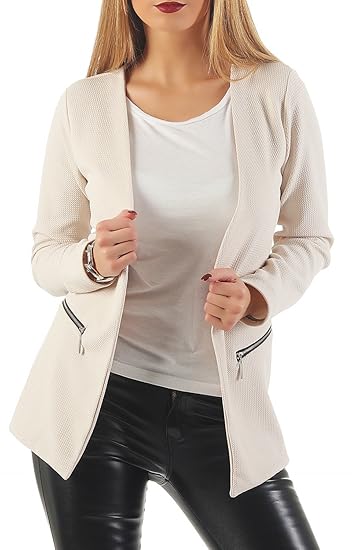 Damen lang Blazer elegant mit Reißverschluss ( 501 )