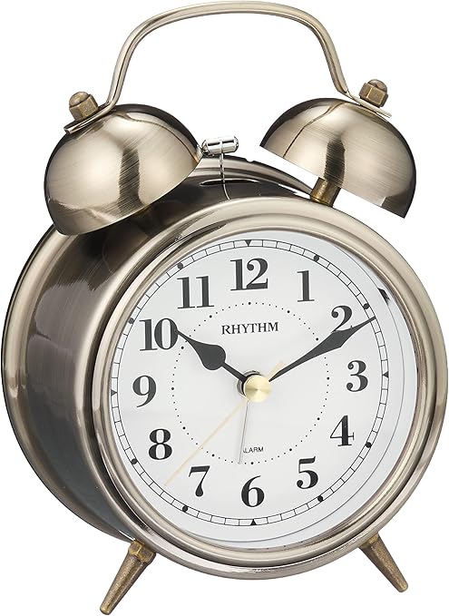 Amazon Co Jp リズム Rhythm 置き時計 金色 イブシ仕上 13 4x9 6x6cm 目覚まし時計 連続秒針 レトロ アンティーク調 ベル音 8raa06sr63 ホーム キッチン