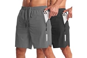 CANGHPGIN 2 Pack Mens Workout Athletic Shorts 7 inch Inseam Quick Dry Hiking Shorts Men Lightweight Sports Gym Shorts Running