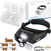 eSynic Professional 1-14X Head Magnifier Wearable Headband Magnifying Glasses Rechargeable Head Magnifying Glass with 3 LED L