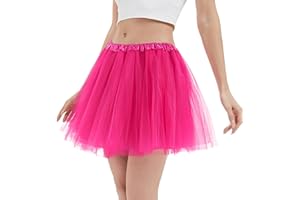ASKHOPE Tutu Skirts for Women 4 Layers Puffy Elastic Tutu Skirts Tutus for Girls Tulle Ballet Dress Halloween Christmas Costume