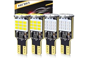 MIFMIA 912 921 LED Bulbs for Cargo Light High Mount Stop 3rd Brake Light Combo White/Red, High Power 27-SMD Chipsets 400% Brighter T15 906 904 W16W (Upgraded, Pack of 4)
