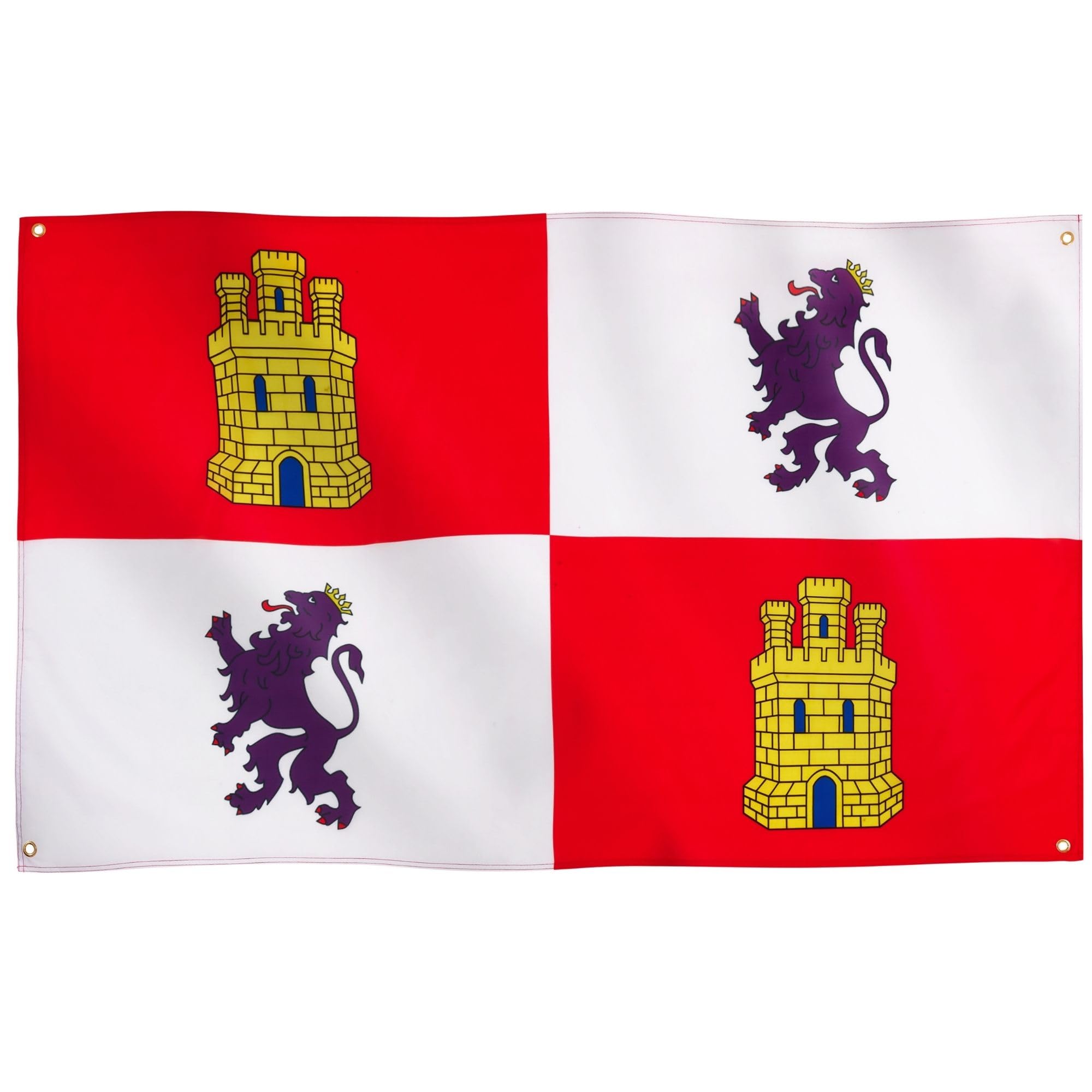 Runesol Castille and Leon Flag, 91x152cm, 3ft x 5ft, 4 Grommets, Eyelet In Every Corner, Castilla y León, Leon and Castille, Castela e Leão, Premium Flags, Inside, Outside, Vivid Colours, Labour Day — image 1