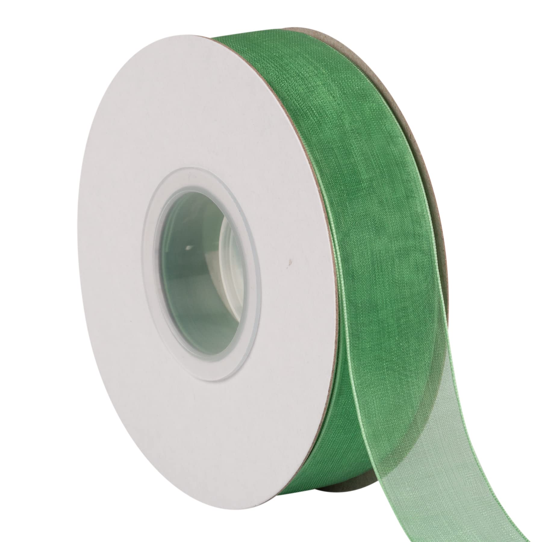 TEKDEERE 25mm Sheer Organza Ribbon,Emerald Shimmer Chiffon Ribbon for DIY Crafts Wedding Party Decorations, Gift Wrapping Bridal Bouquets (45M)