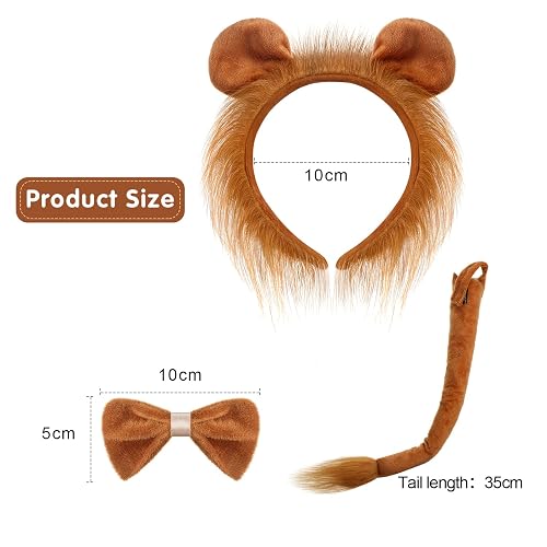 Kids Lion Costume Set - Ears & Tail For Fancy Dress, One Size Fits Most, Brown
